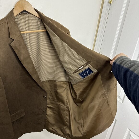 Chaps Ralph Lauren Men 50 R Brown Faux Suede Blazer Sports Coat - Picture 4 of 5